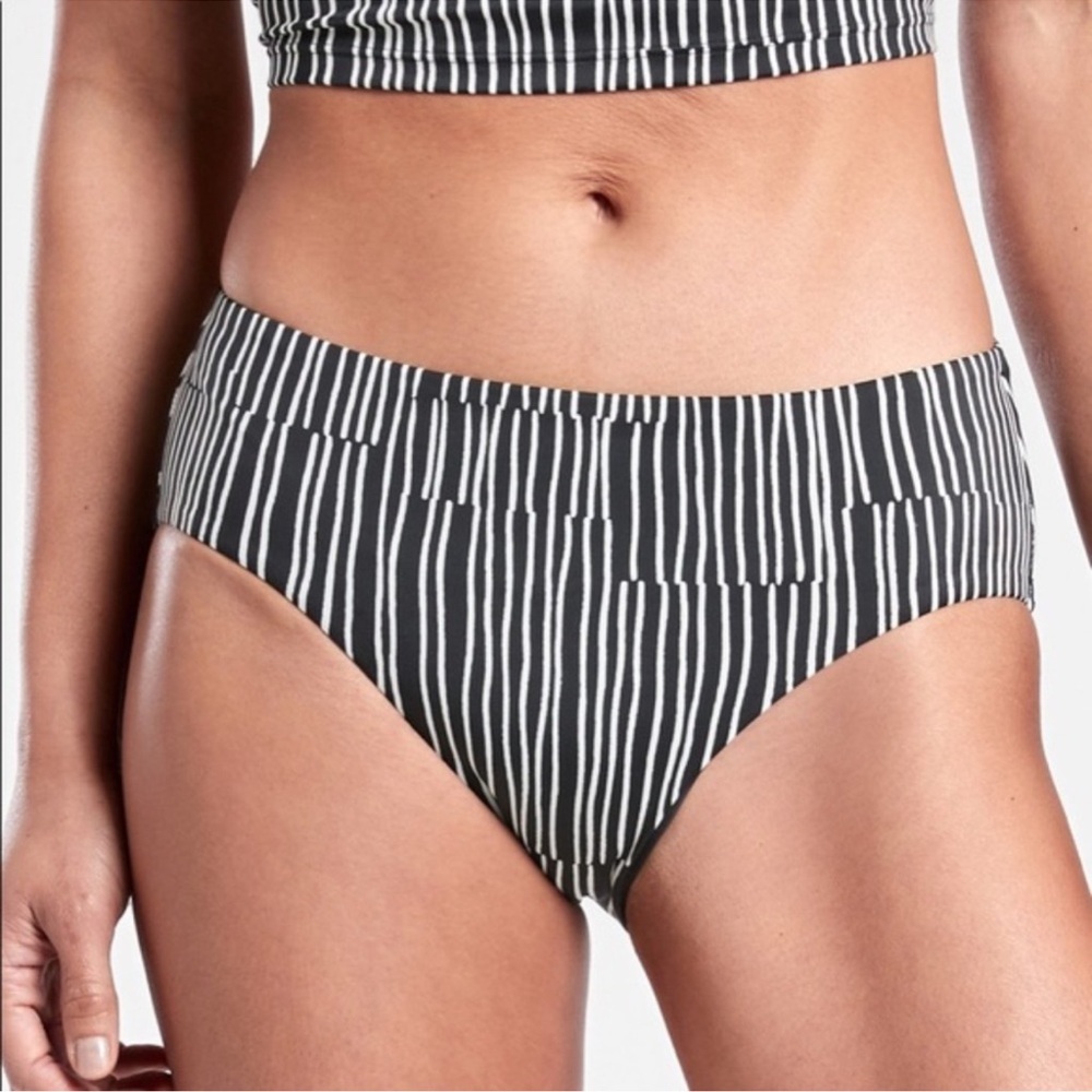 Athleta Clean Full Printed Bikini Bottom Black Size Large